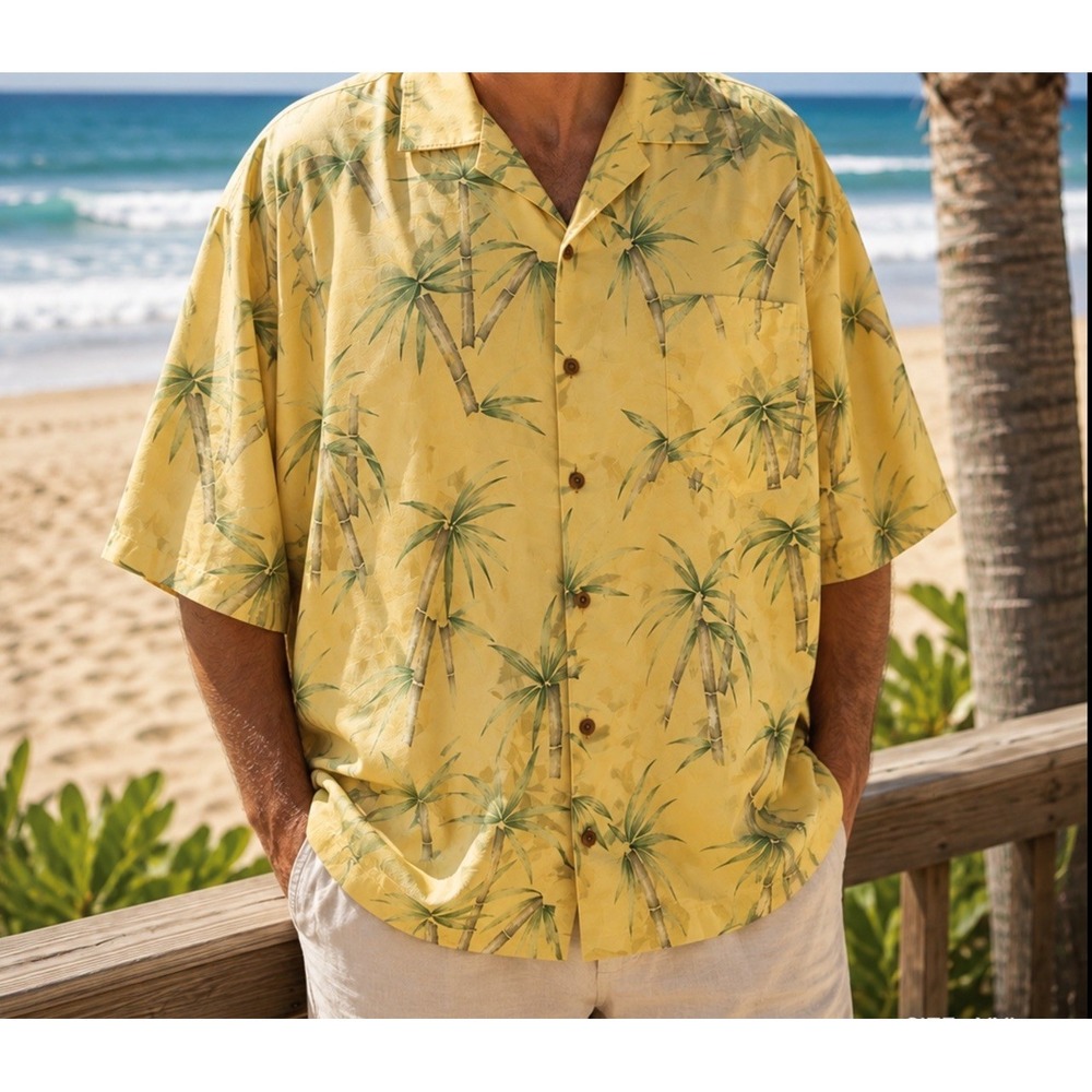Tommy Bahama XXL Men's Camp Hawaiian Button Up Shirt Large 100% Silk Tropical